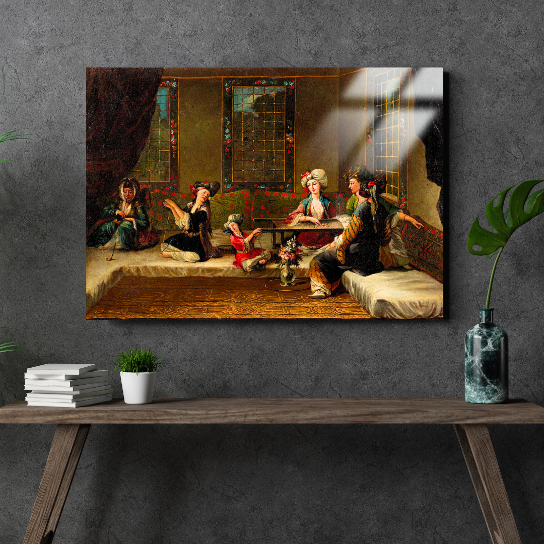 Nakış İşleyen Kadınlar (Women Embroidering) - The Vanmour School - Metal Poster & Tablo