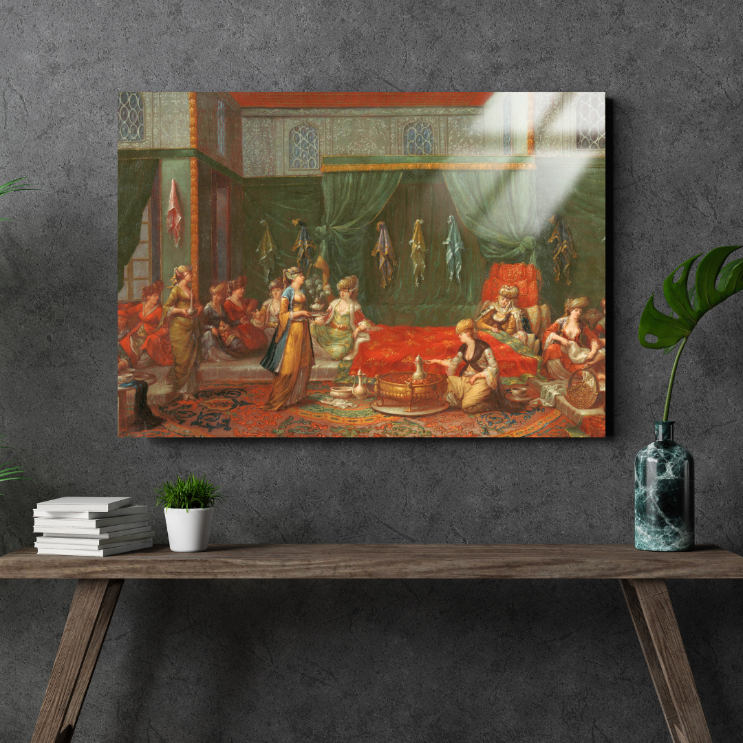 Seçkin Bir Türk Kadınının Yatma Odası (Lying-in Room of a Distinguished Turkish Woman) - Jean Baptiste Vanmour - Metal Poster & Tablo