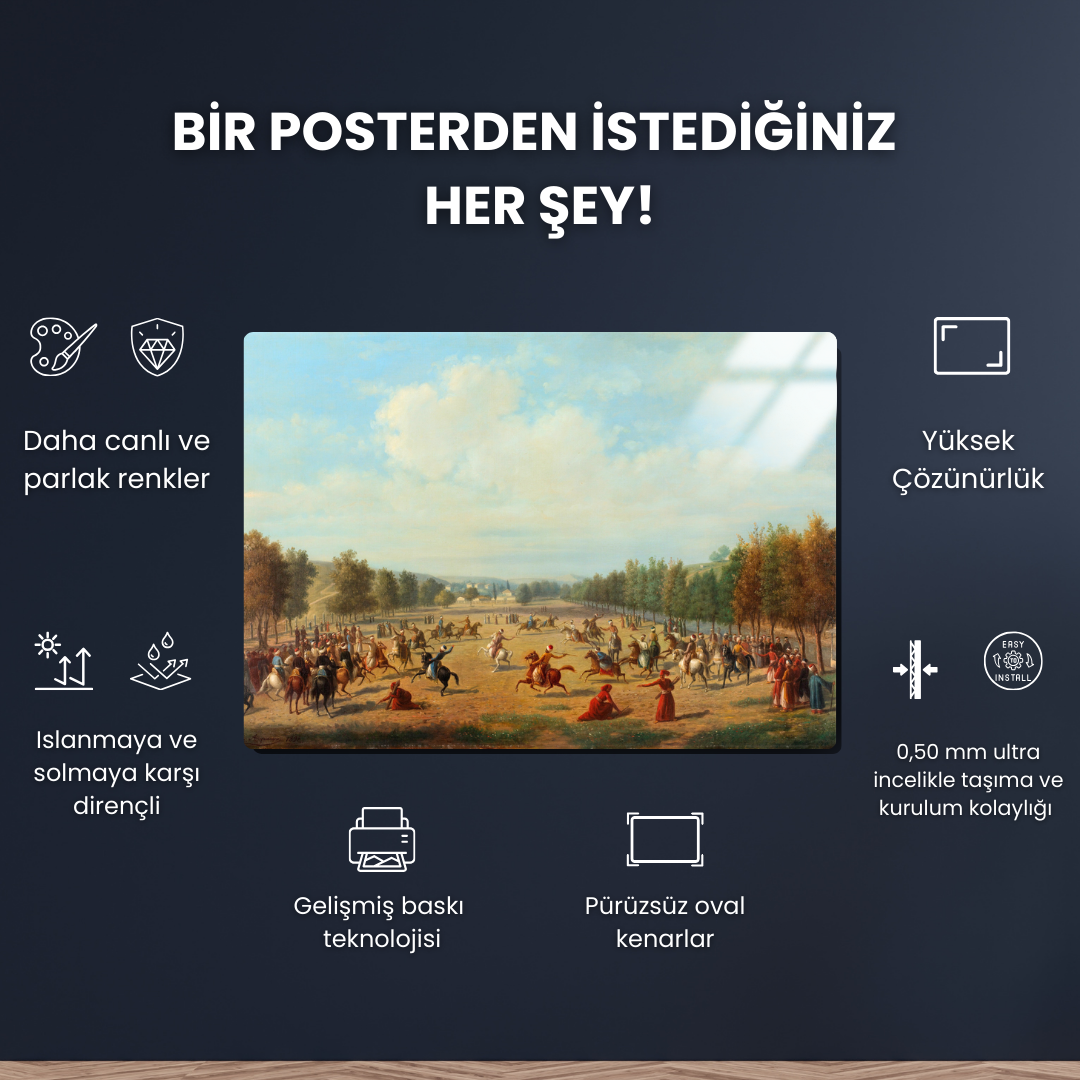 Kağıthane’de Cirit Oyunu (A Jereed Game in Kağıthane) -Luigi Acquarone - Metal Poster & Tablo