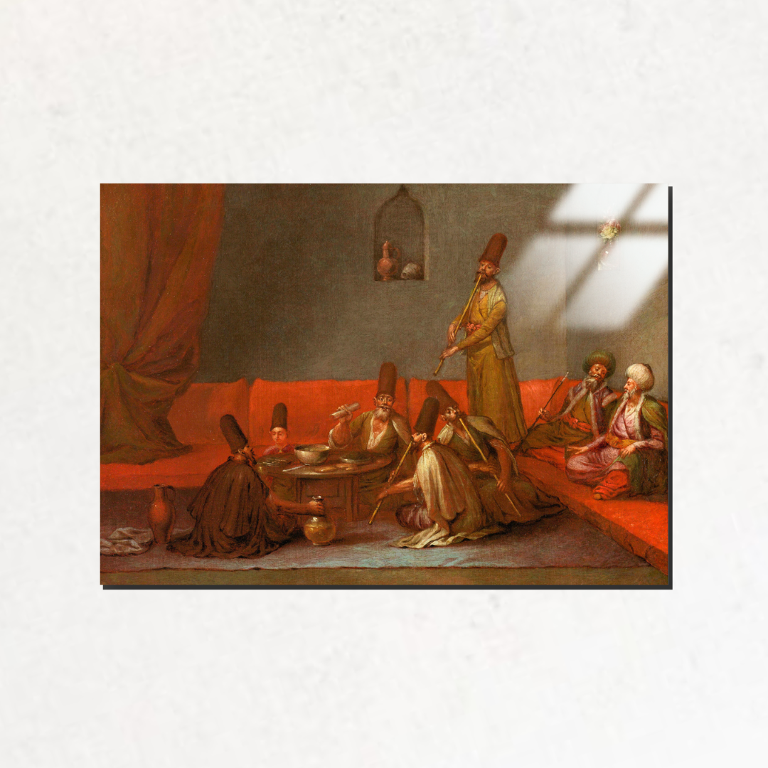 Yemek Yiyen Dervişler (Dervishes Sharing a Meal) - Jean Baptiste Vanmour - Metal Poster & Tablo
