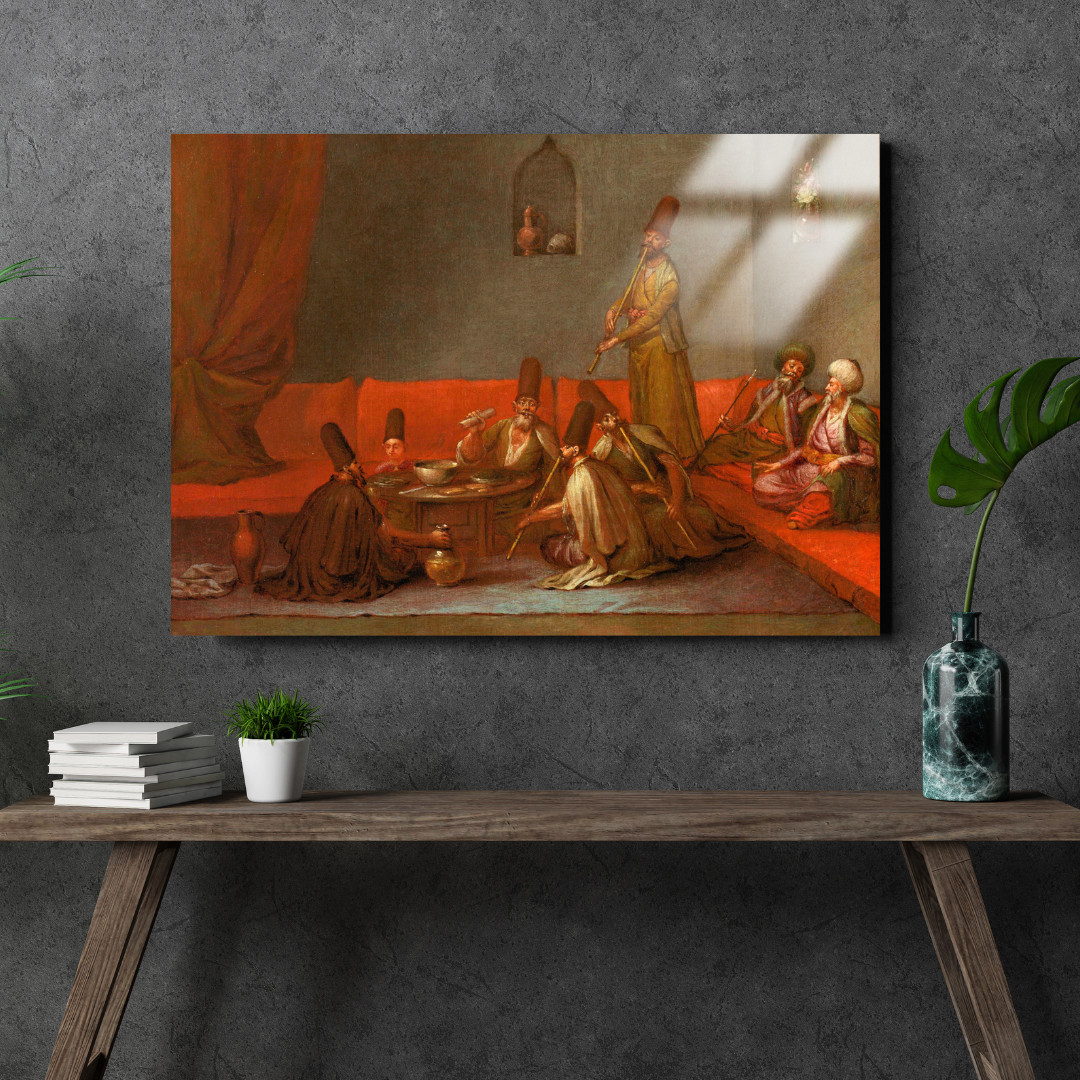 Yemek Yiyen Dervişler (Dervishes Sharing a Meal) - Jean Baptiste Vanmour - Metal Poster & Tablo