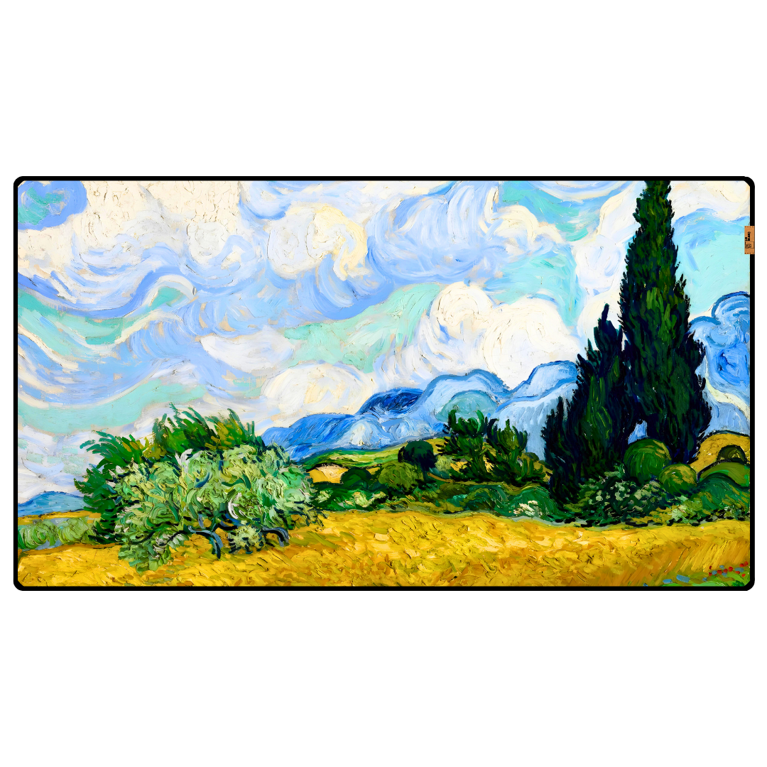 Selvi Ağaçlı Buğday Tarlası (Wheat Field with Cypresses) - Vincent van Gogh - Mouse Pad & Masa Matı