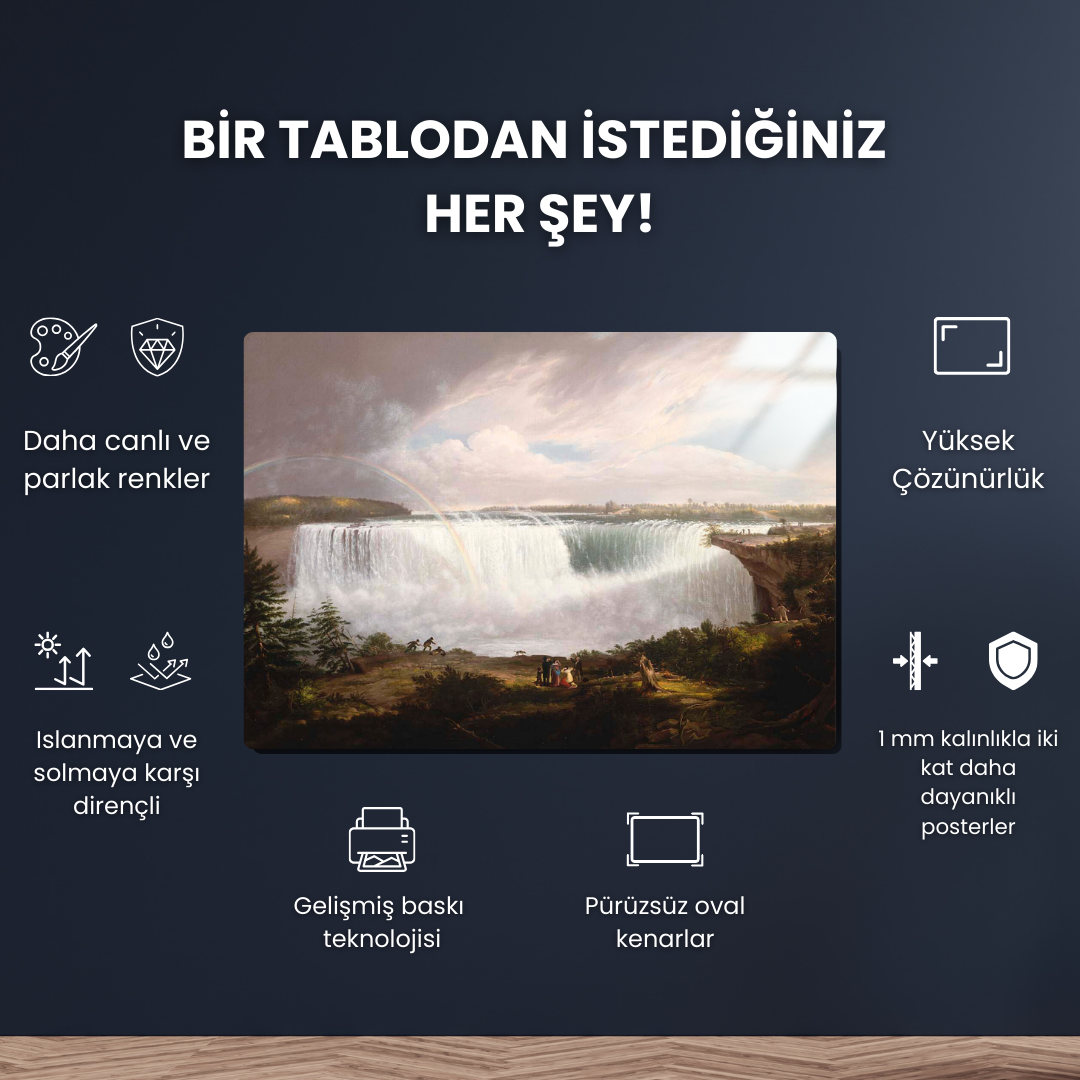 Büyük At Nalı Şelalesi, Niagara (The Great Horseshoe Fall Niagara) - Alvan Fischer - Metal Poster & Tablo