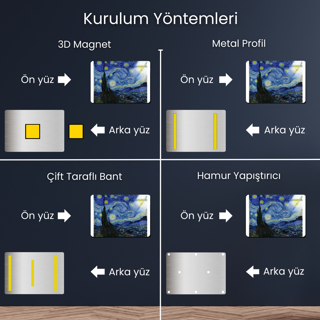 Yıldızlı Gece (The Starry Night) - Vincent van Gogh - Metal Poster & Tablo