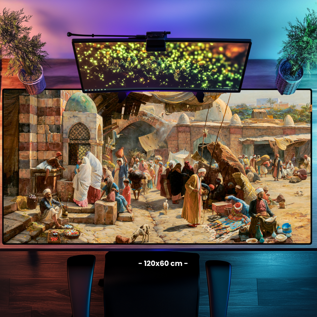 Yafa'da Pazar Yeri (Market in Jaffa) - Gustav Bauernfeind - Mouse Pad & Masa Matı