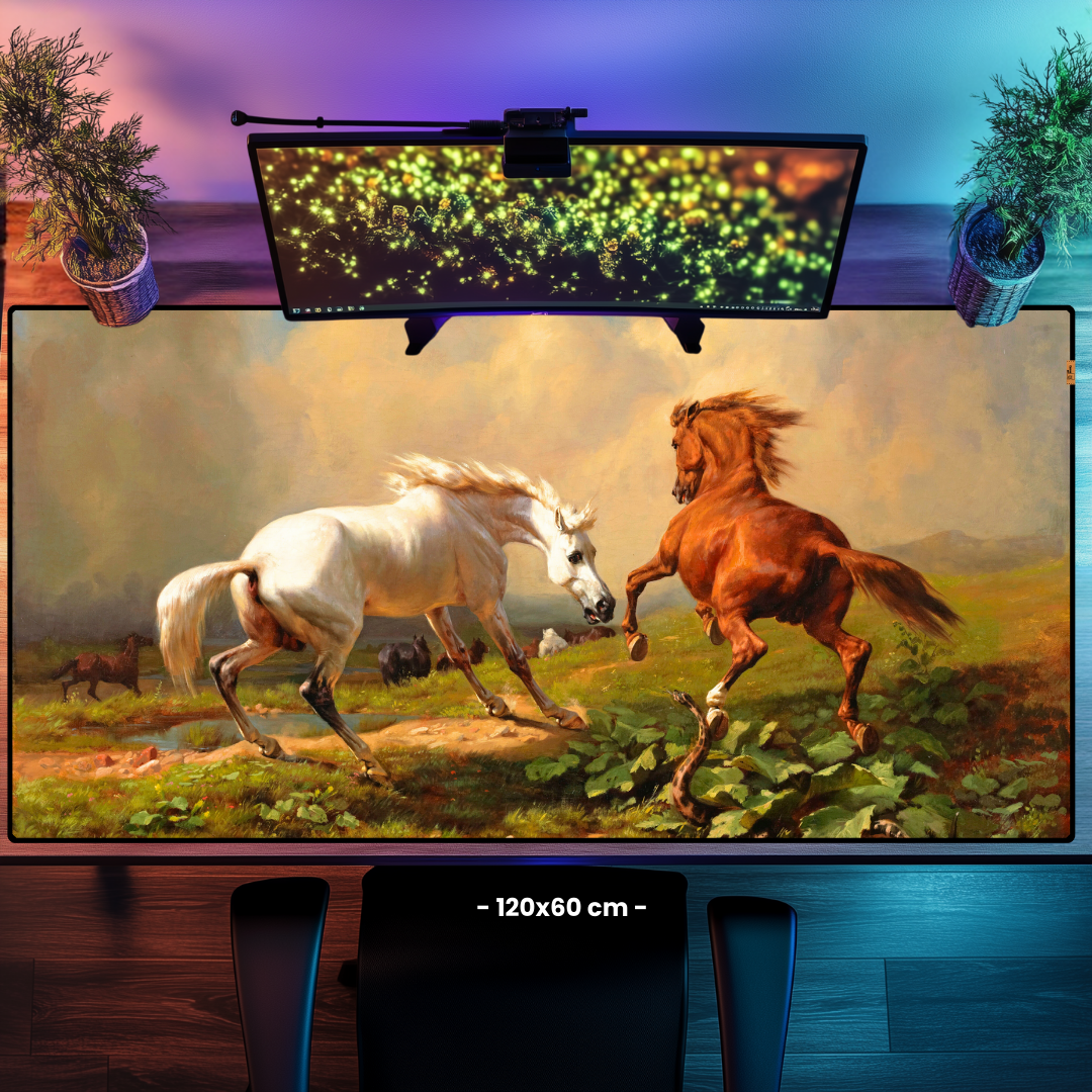 Yaklaşan Fırtınada Huysuzlaşan Atlar (Frightened Horses Before a Storm) - Rudolf Koller - Mouse Pad & Masa Matı