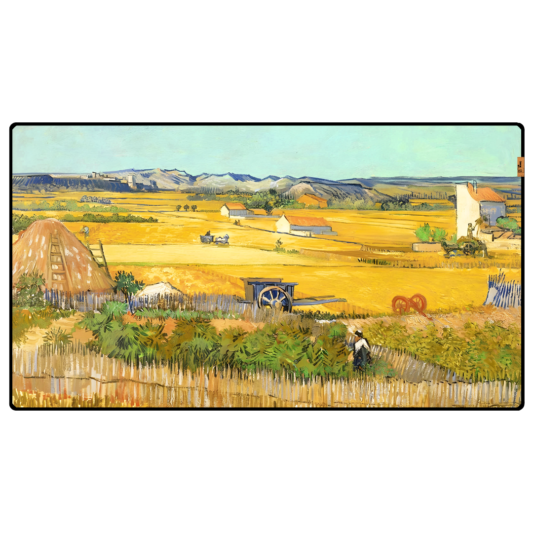 Mavi Arabalı Hasat Zamanı (A Harvest Landscape with Blue Cart) - Vincent van Gogh - Mouse Pad & Masa Matı