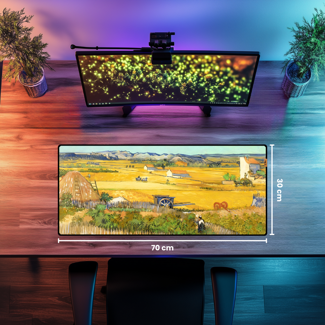 Mavi Arabalı Hasat Zamanı (A Harvest Landscape with Blue Cart) - Vincent van Gogh - Mouse Pad & Masa Matı