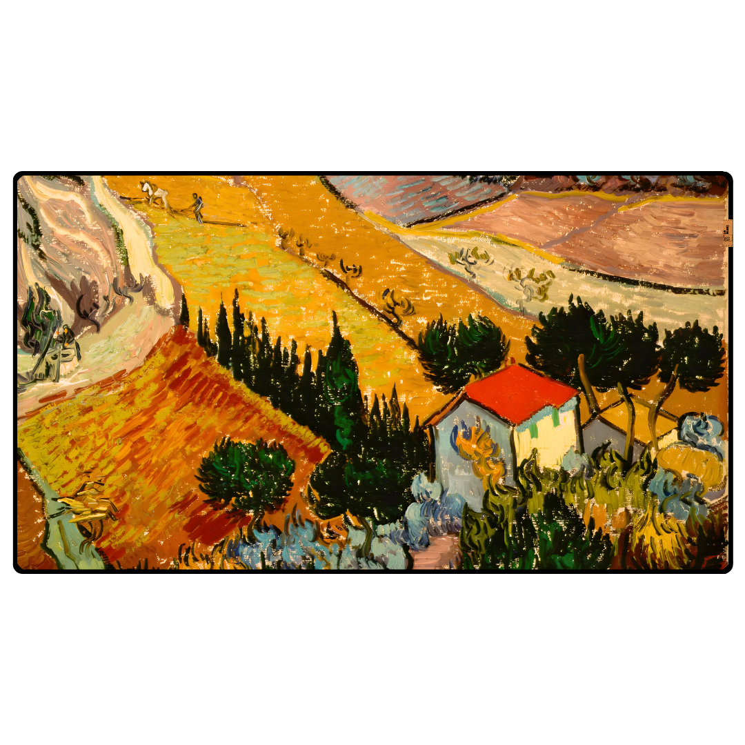 Ev ve Çiftçi ile Kır Manzarası (Landscape with House and Ploughman) - Vincent van Gogh - Mouse Pad & Masa Matı
