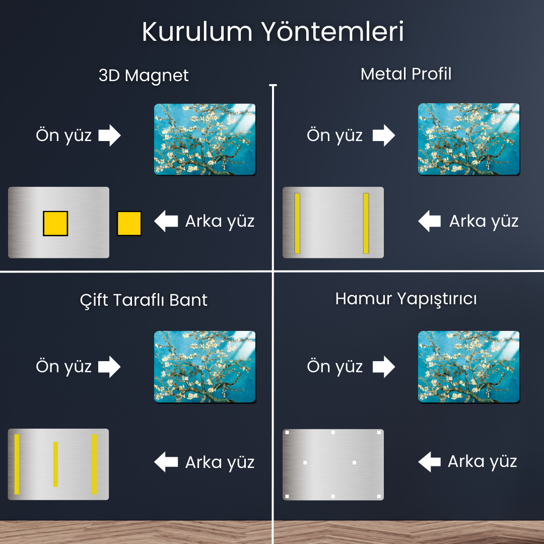 Çiçek Açan Badem Ağacı (Almond Blossoms) - Vincent van Gogh - Metal Poster & Tablo