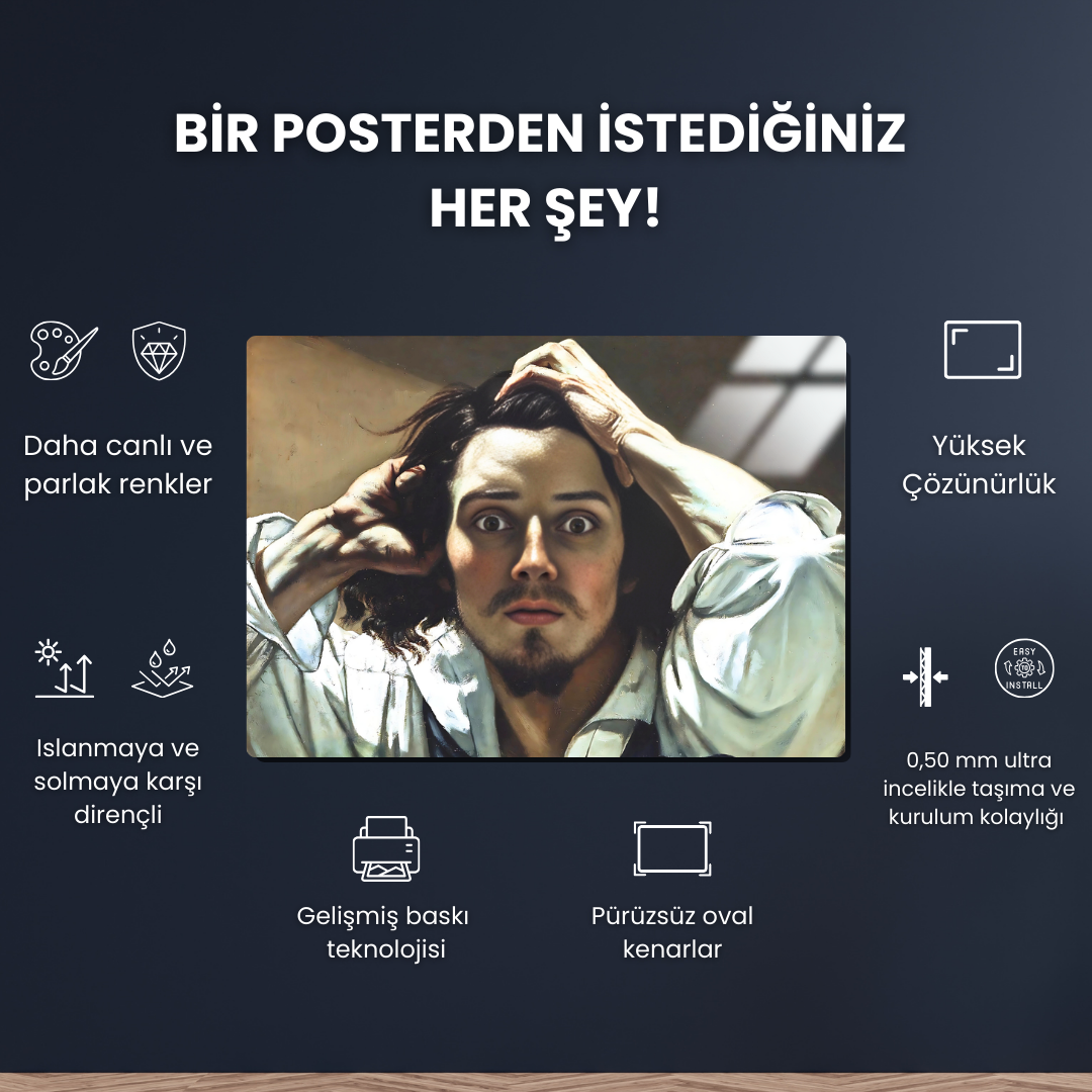 Umutsuz Adam (The Desperate Man) - Gustave Courbet - Metal Poster & Tablo