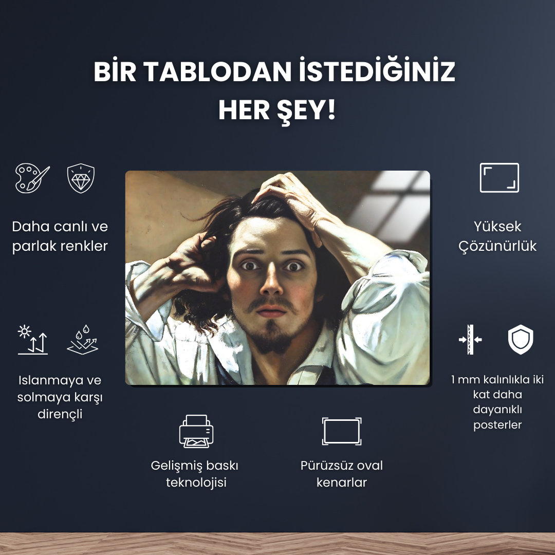 Umutsuz Adam (The Desperate Man) - Gustave Courbet - Metal Poster & Tablo