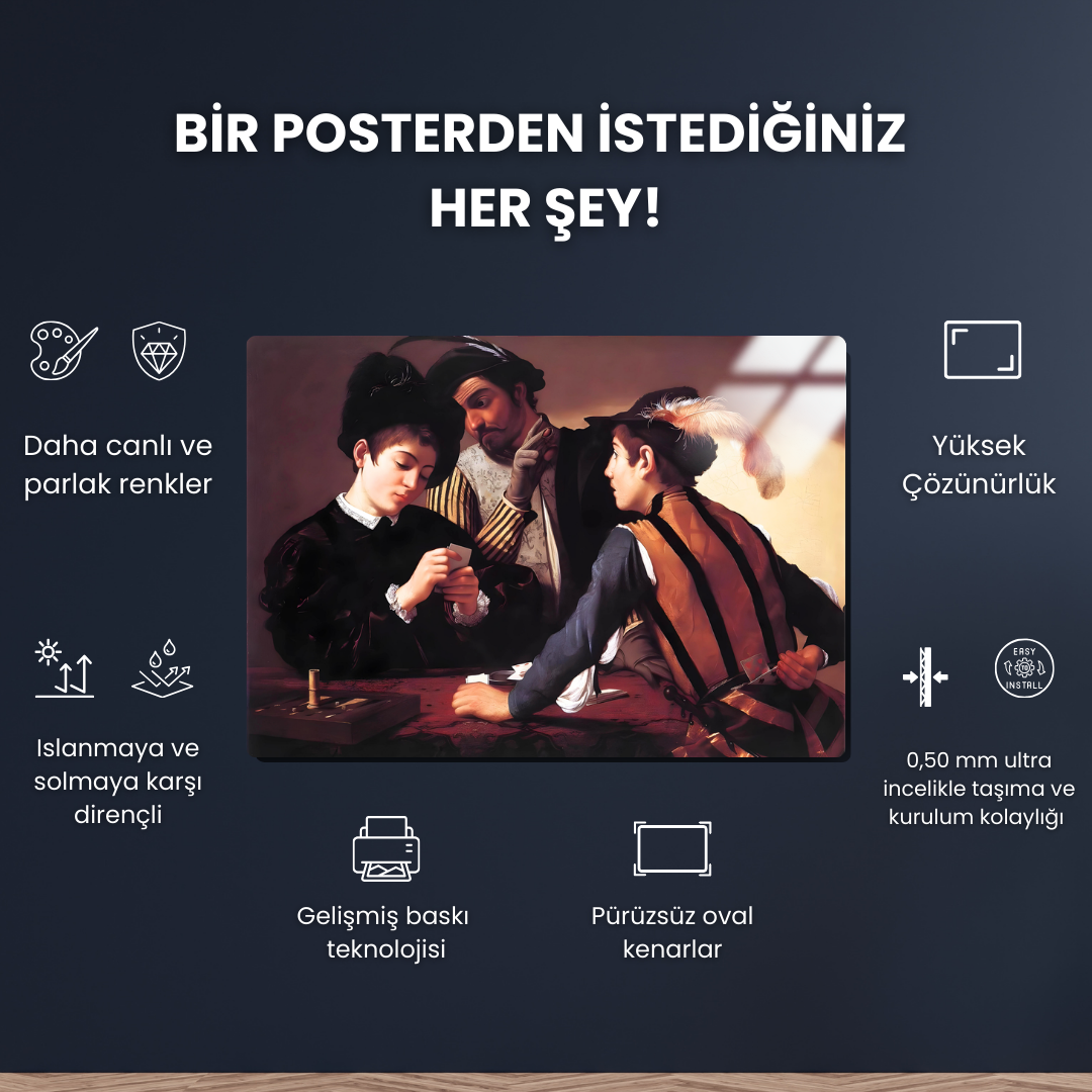 Hilekarlar (The Cardsharps) - Caravaggio - Metal Poster & Tablo