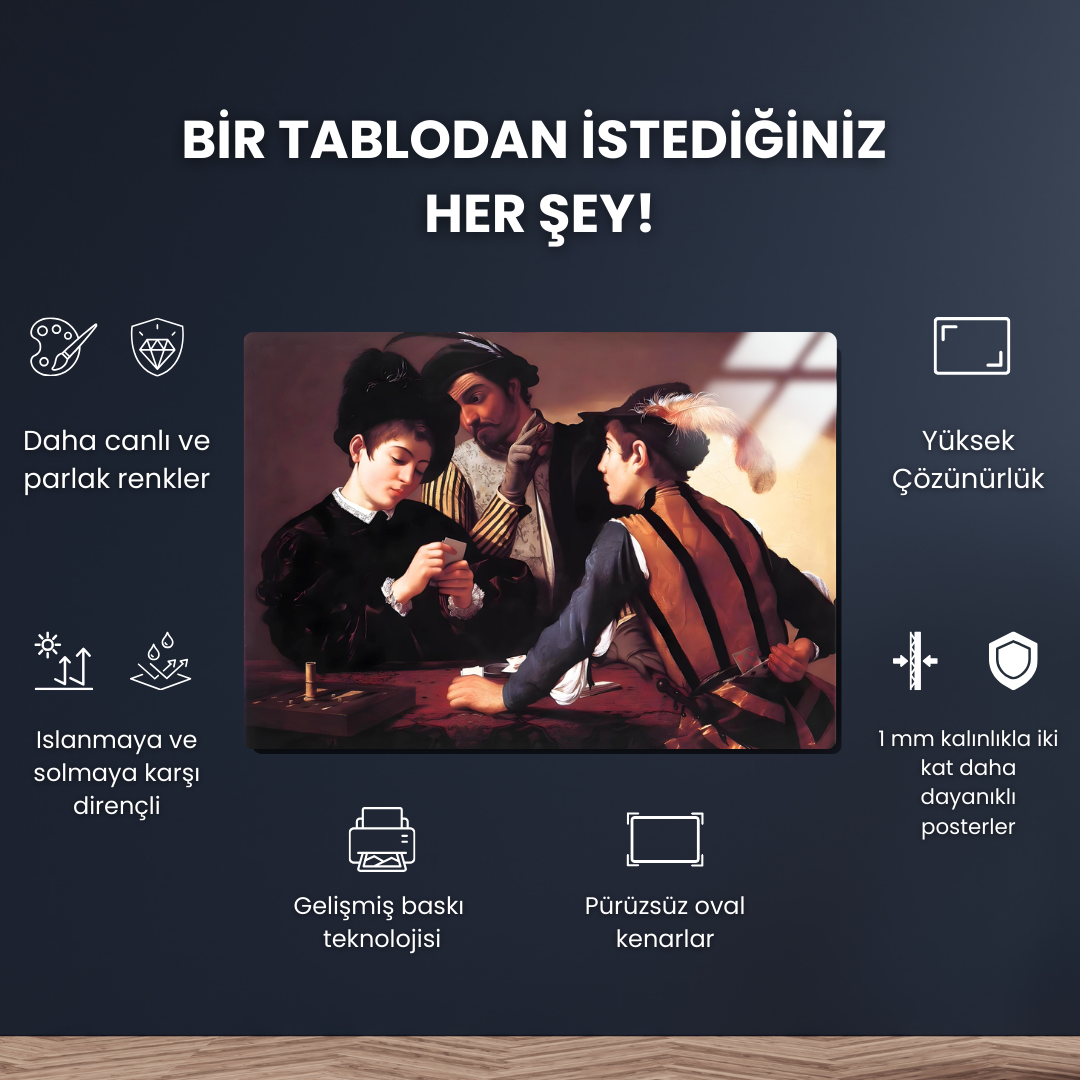 Hilekarlar (The Cardsharps) - Caravaggio - Metal Poster & Tablo