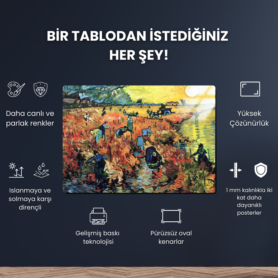 Kırmızı Üzüm Bağı The Red (Vineyard) - Vincent van Gogh - Metal Poster & Tablo
