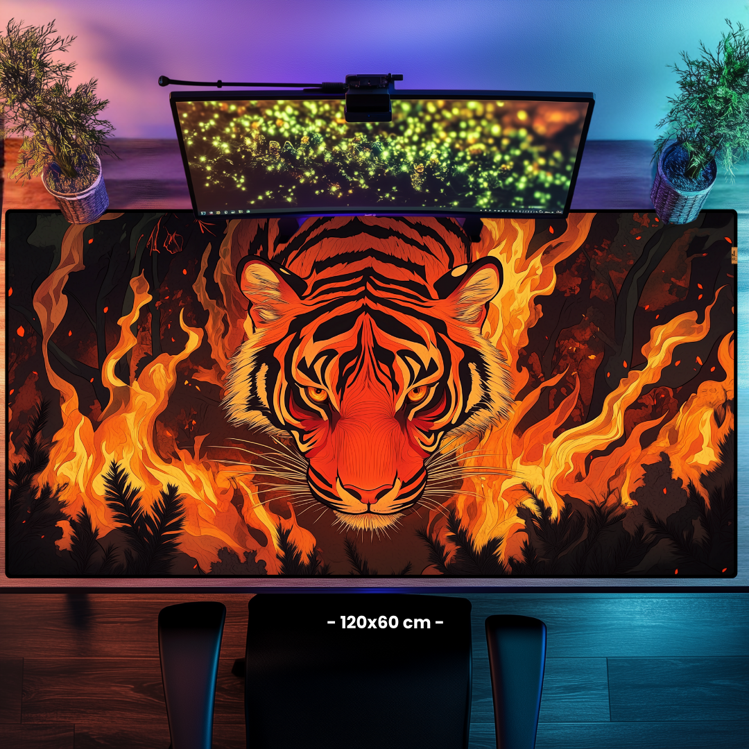 Alevler Arasında Kaplan - Mouse Pad & Masa Matı