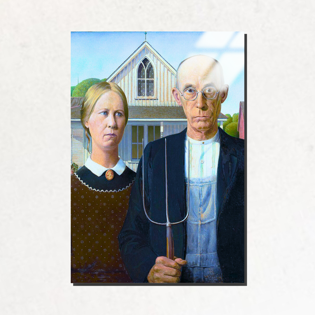 Amerikan Gotiği (American Gothic) - Grant Wood - Metal Poster & Tablo