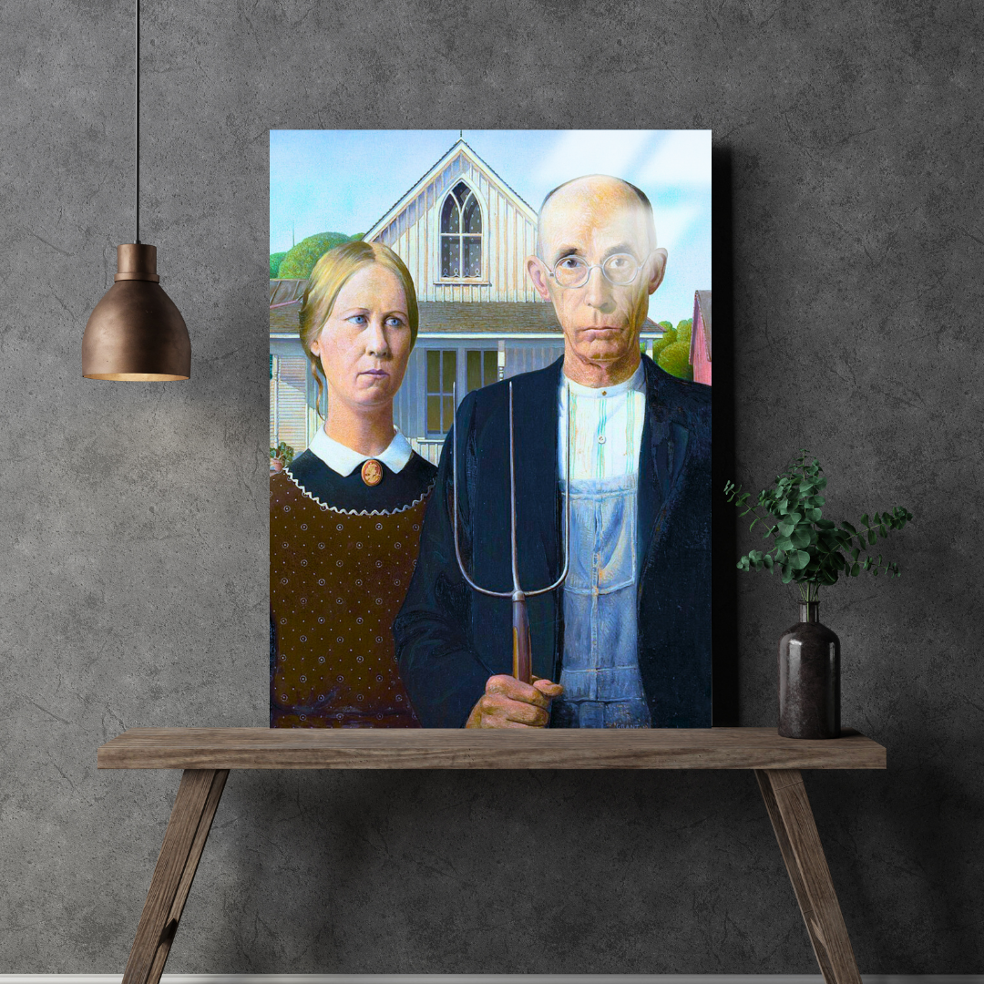 Amerikan Gotiği (American Gothic) - Grant Wood - Metal Poster & Tablo