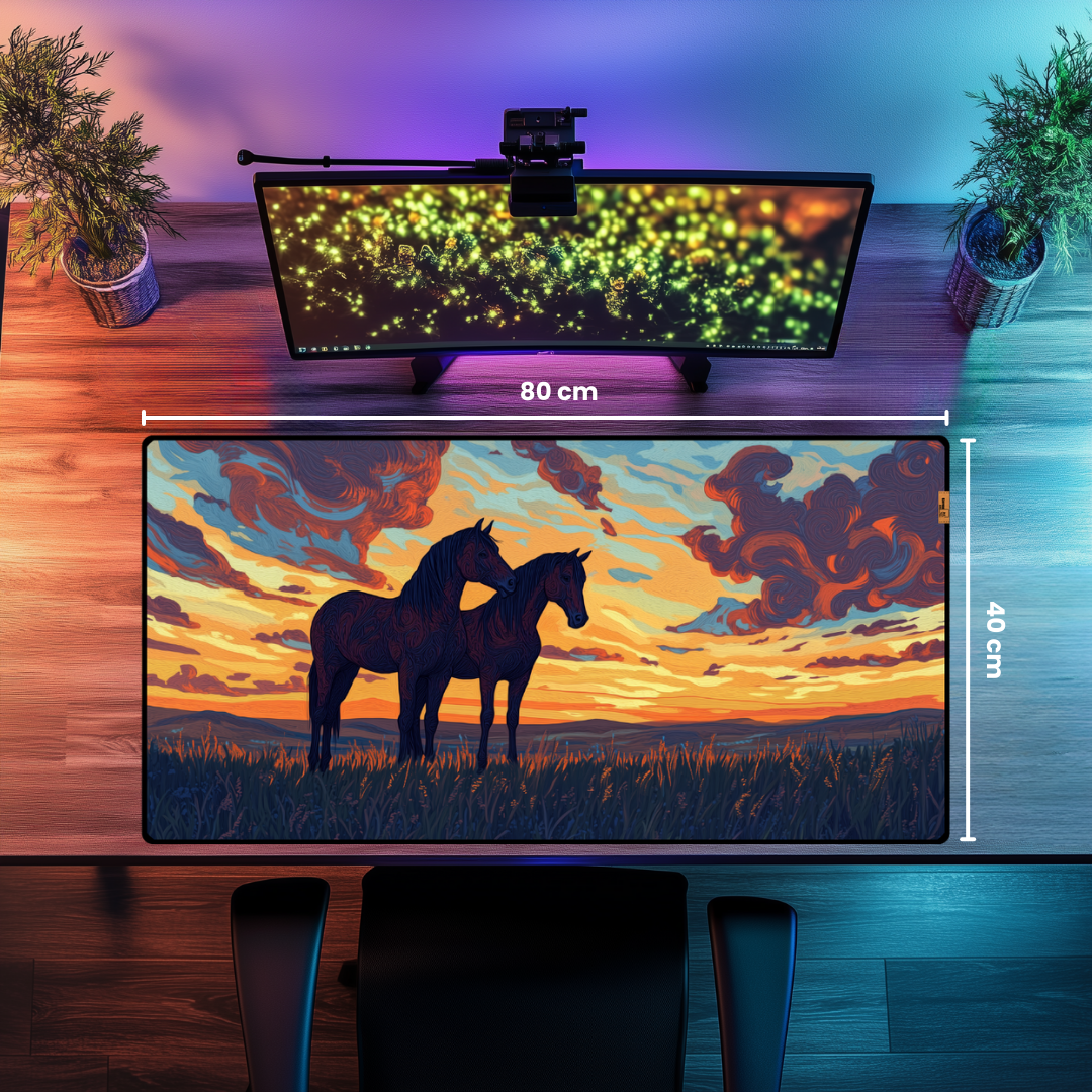Gün Batımında Atlar - Mouse Pad & Masa Matı