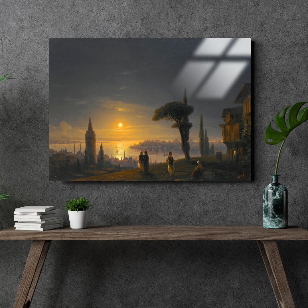 Ay Işığında Galata Kulesi (The Galata Tower by Moonlight) - İvan Ayvazovski - Metal Poster & Tablo