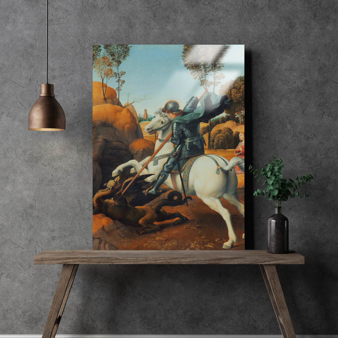 Aziz George ve Ejderha (Saint George and the Dragon) - Raphael - Metal Poster & Tablo