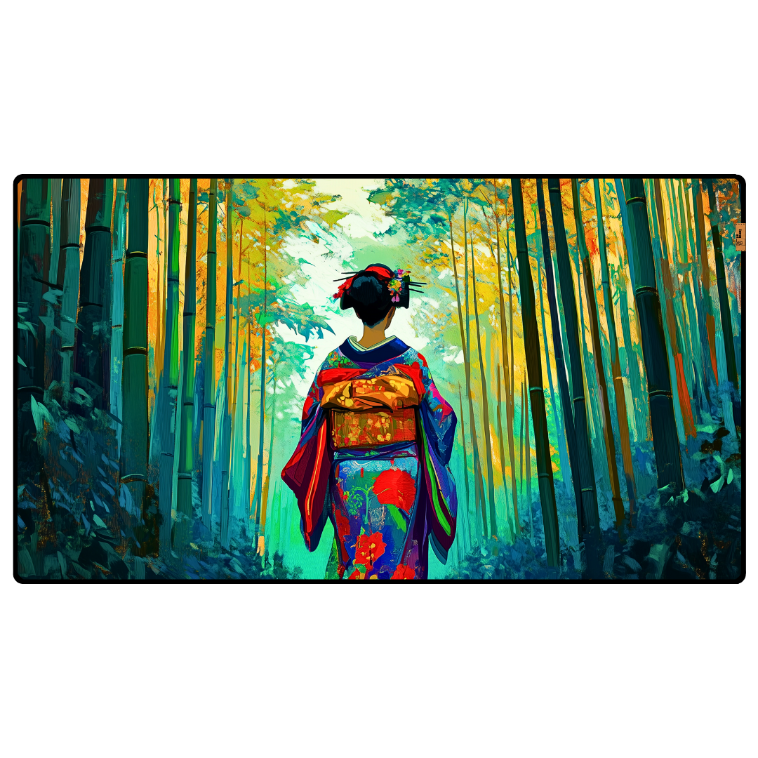 Bambu Korusunda Kadın - Mouse Pad & Masa Matı
