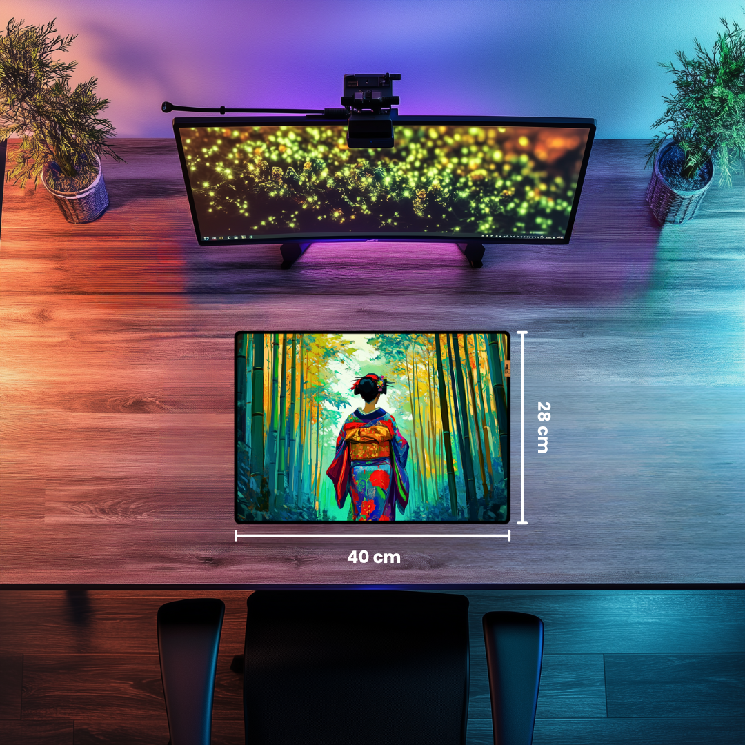 Bambu Korusunda Kadın - Mouse Pad & Masa Matı