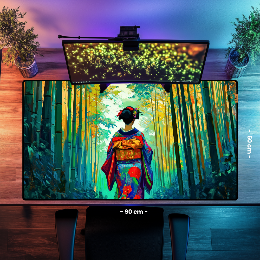 Bambu Korusunda Kadın - Mouse Pad & Masa Matı