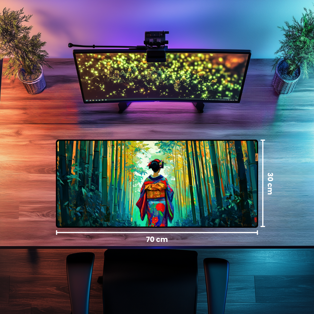 Bambu Korusunda Kadın - Mouse Pad & Masa Matı