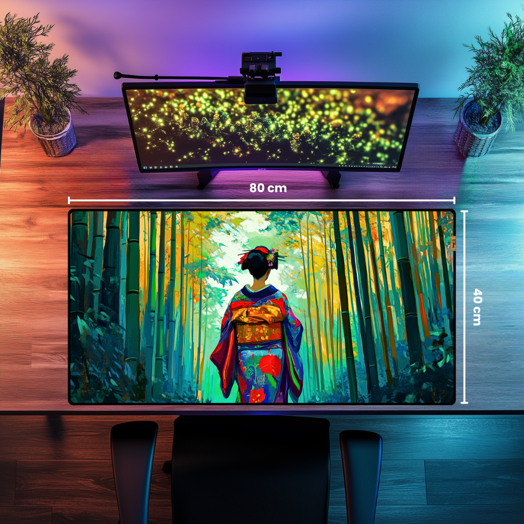 Bambu Korusunda Kadın - Mouse Pad & Masa Matı