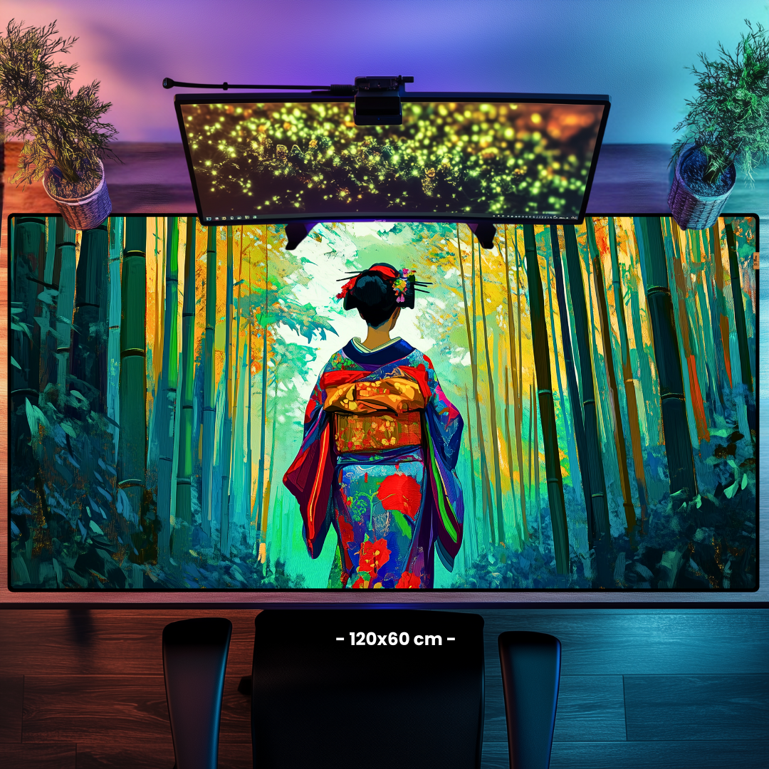 Bambu Korusunda Kadın - Mouse Pad & Masa Matı