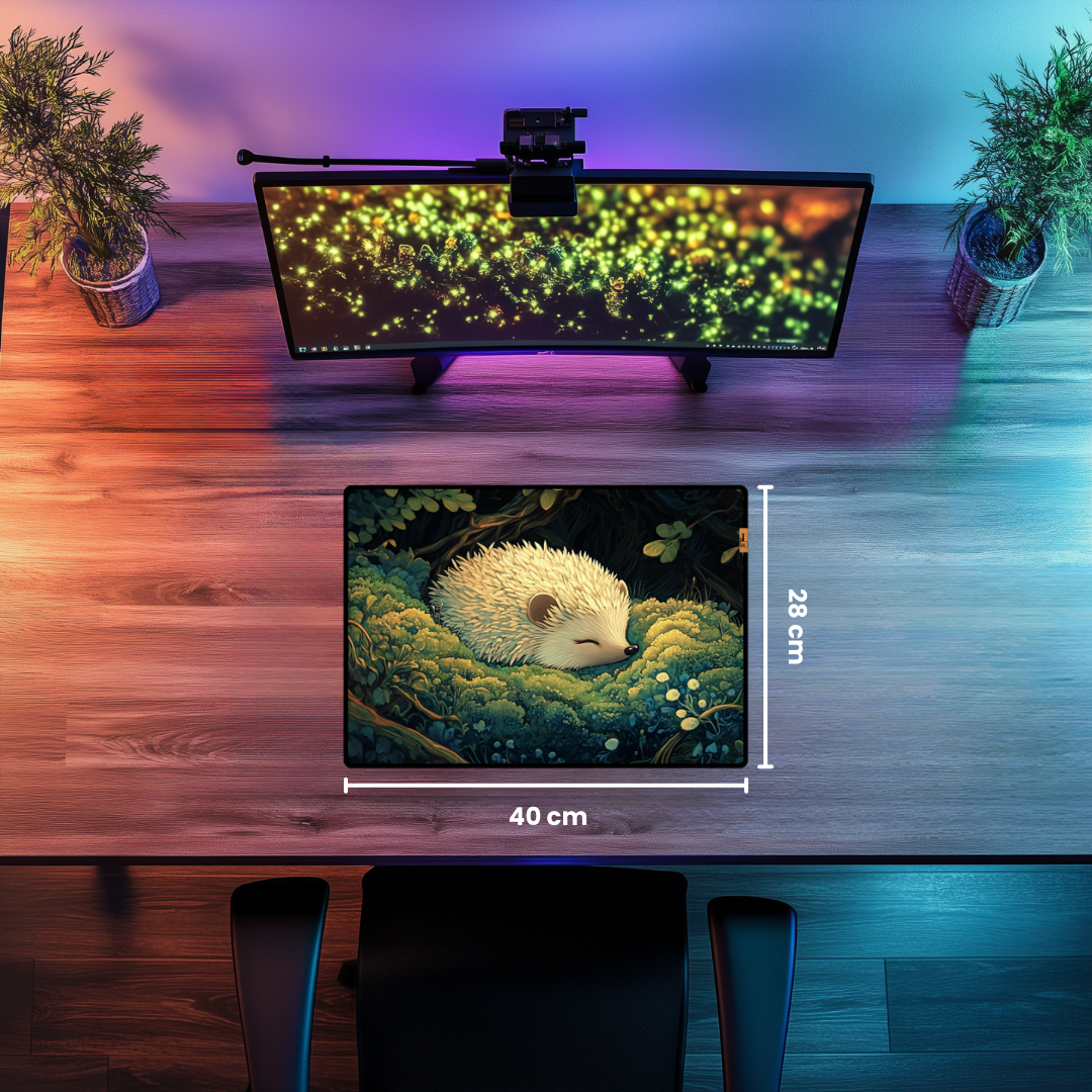 Beyaz Kirpi - Mouse Pad & Masa Matı
