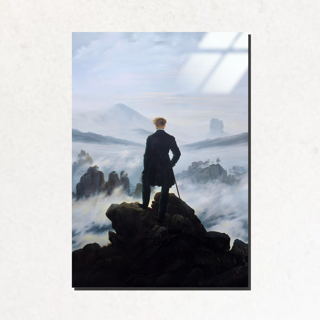 Bulutların Üzerinde Yolculuk (Wanderer above the Sea of Fog) - Caspar David Friedrich - Metal Poster & Tablo