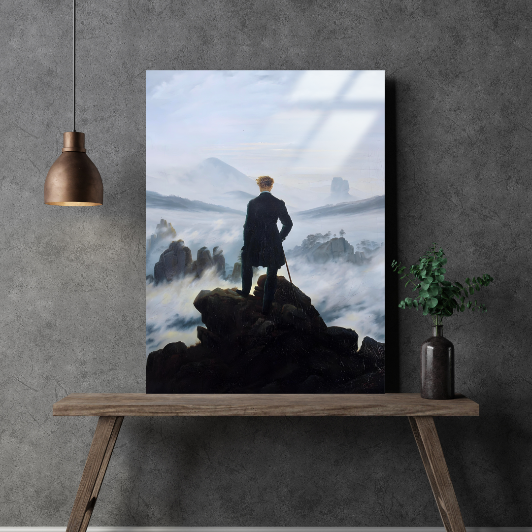 Bulutların Üzerinde Yolculuk (Wanderer above the Sea of Fog) - Caspar David Friedrich - Metal Poster & Tablo