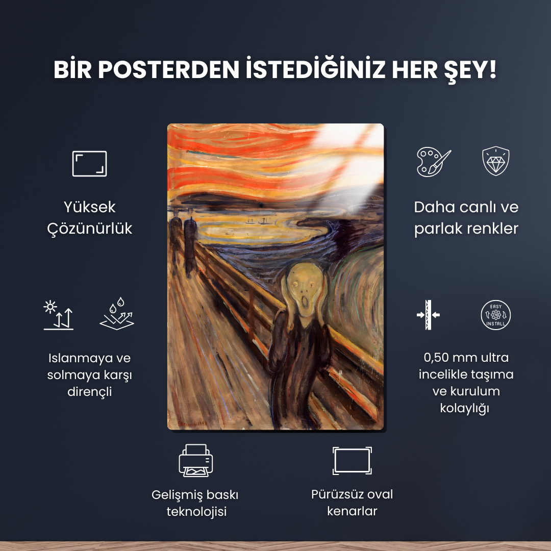 Çığlık (The Scream) - Edvard Munch - Metal Poster & Tablo