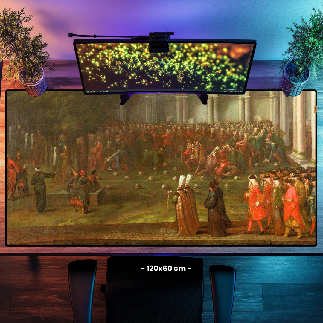 Cornelis Calkoen, Sultan III. Ahmed'le Görüşme Yolunda - (Cornelis Calkoen on his Way to his Audience with Sultan Ahmed III) - Jean Baptiste Vanmour - Mouse Pad & Masa Matı