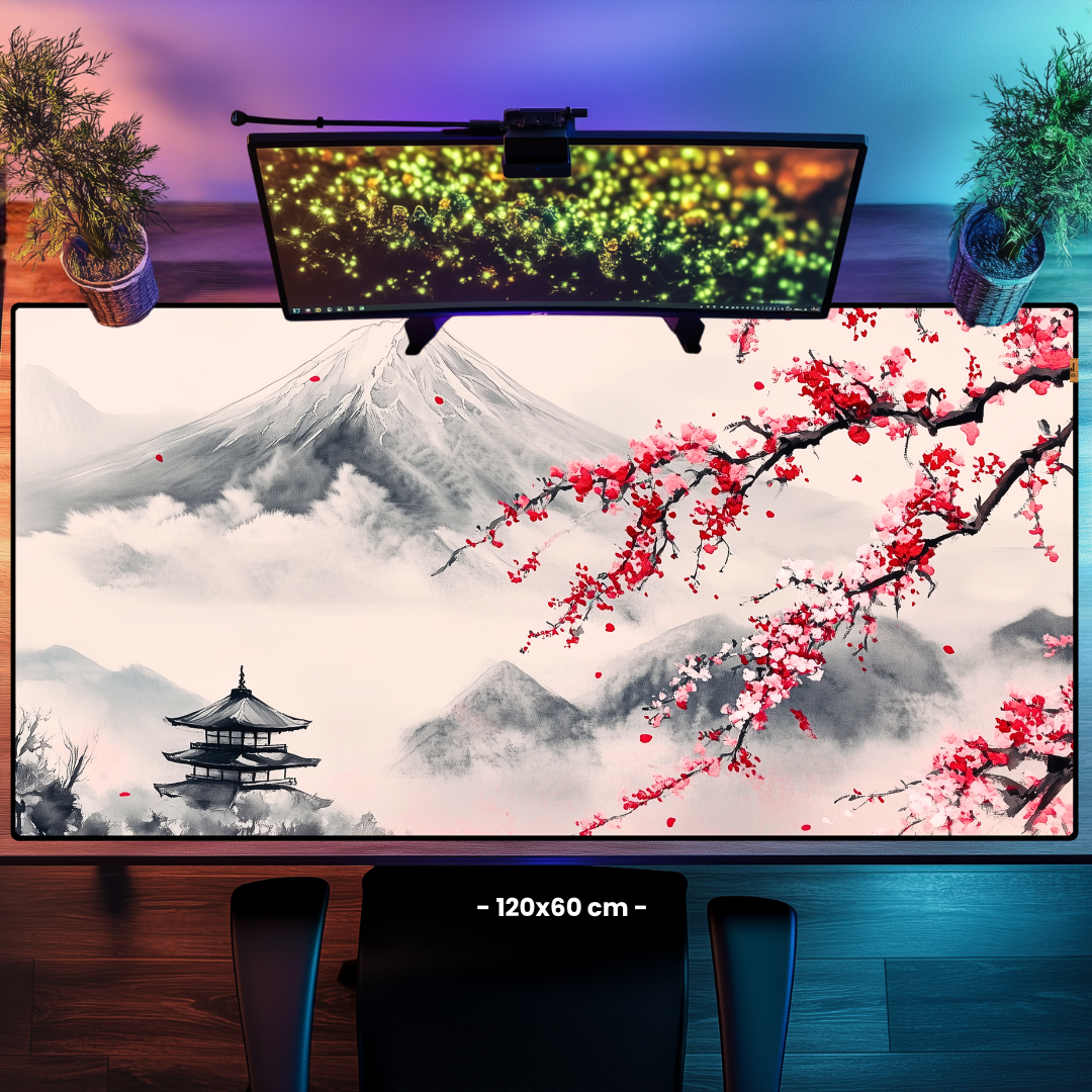 Dağ ve Kiraz Ağacı - Mouse Pad & Masa Matı