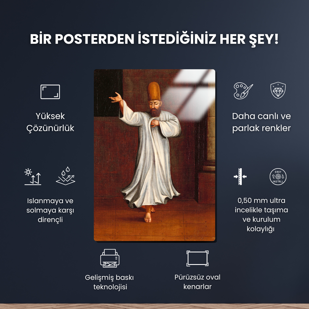 Derviş (Dervish) - Jean-Baptiste Vanmour - Metal Poster & Tablo