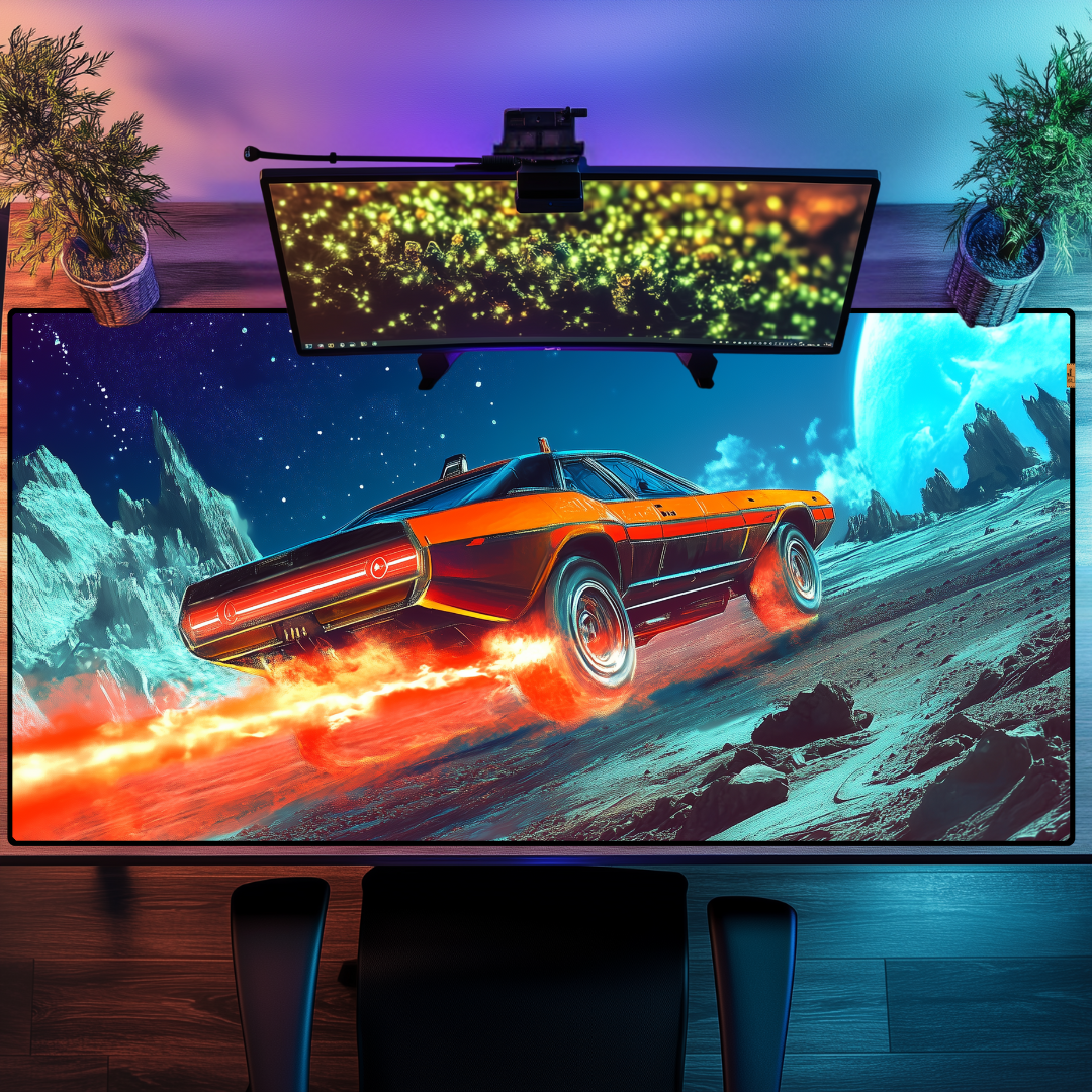Fire and Car - Mouse Pad & Masa Matı
