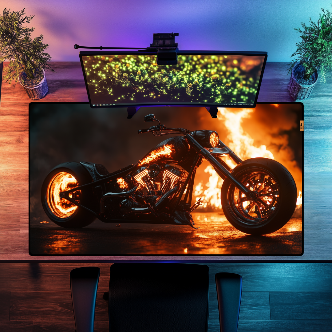 Fire Motorbike - Mouse Pad & Masa Matı