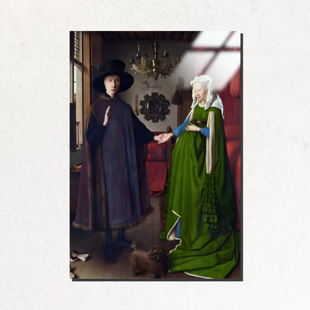 Giovanni Arnolfini ve Karısı'nın Portresi (Portrait of Giovanni Arnolfini and his Wife) - Jan van Eyck -Metal Poster & Tablo