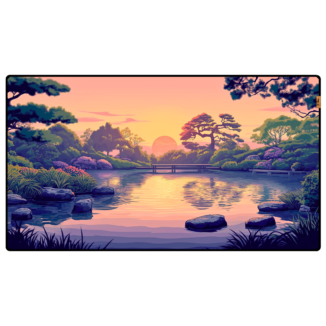 Gün Batımında Japon Bahçesi - Mouse Pad & Masa Matı