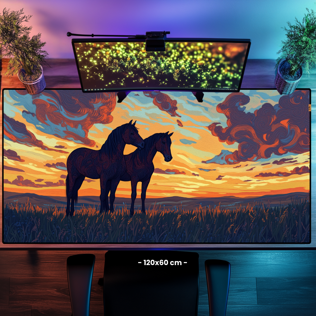 Gün Batımında Atlar - Mouse Pad & Masa Matı