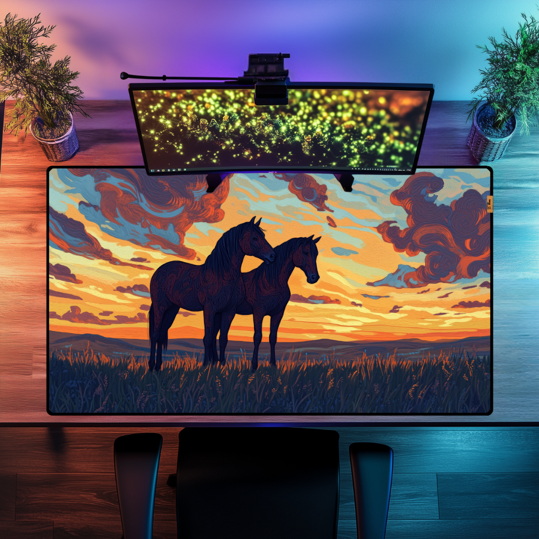 Gün Batımında Atlar - Mouse Pad & Masa Matı
