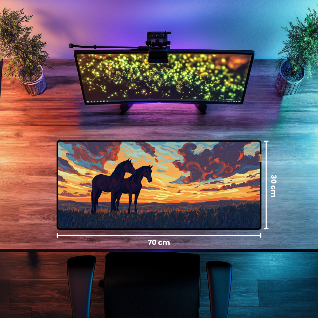 Gün Batımında Atlar - Mouse Pad & Masa Matı