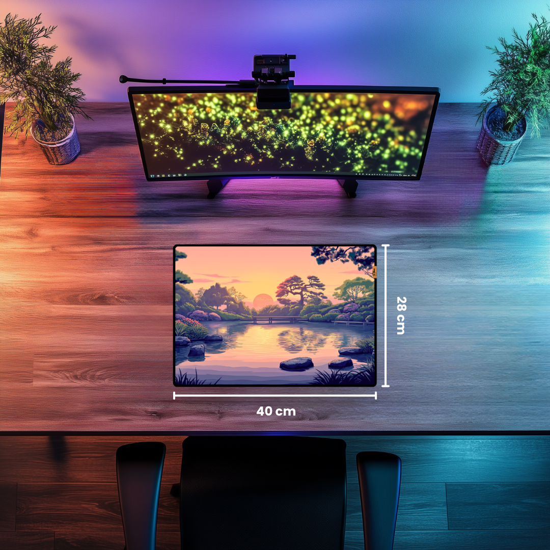 Gün Batımında Japon Bahçesi - Mouse Pad & Masa Matı