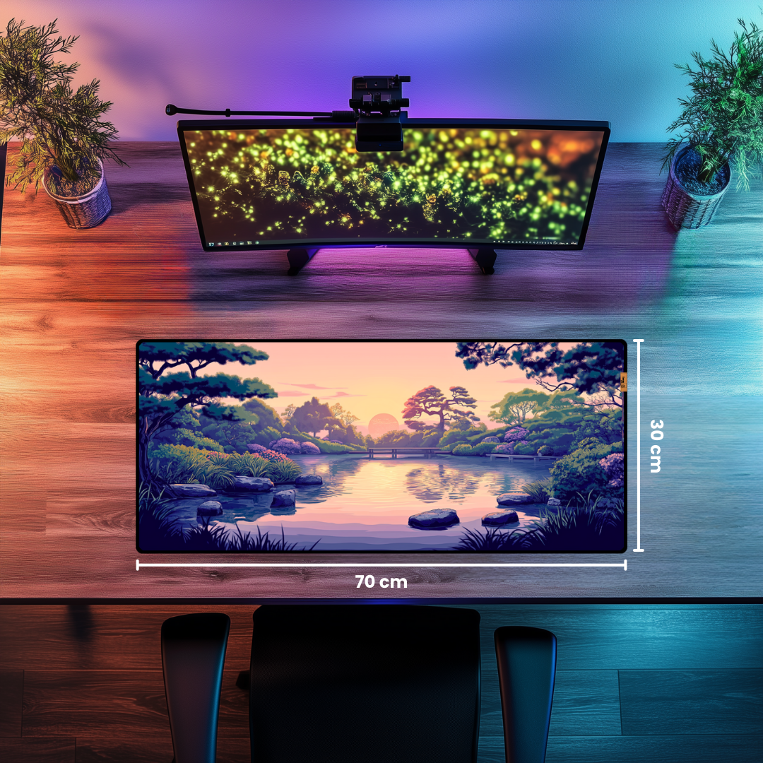 Gün Batımında Japon Bahçesi - Mouse Pad & Masa Matı