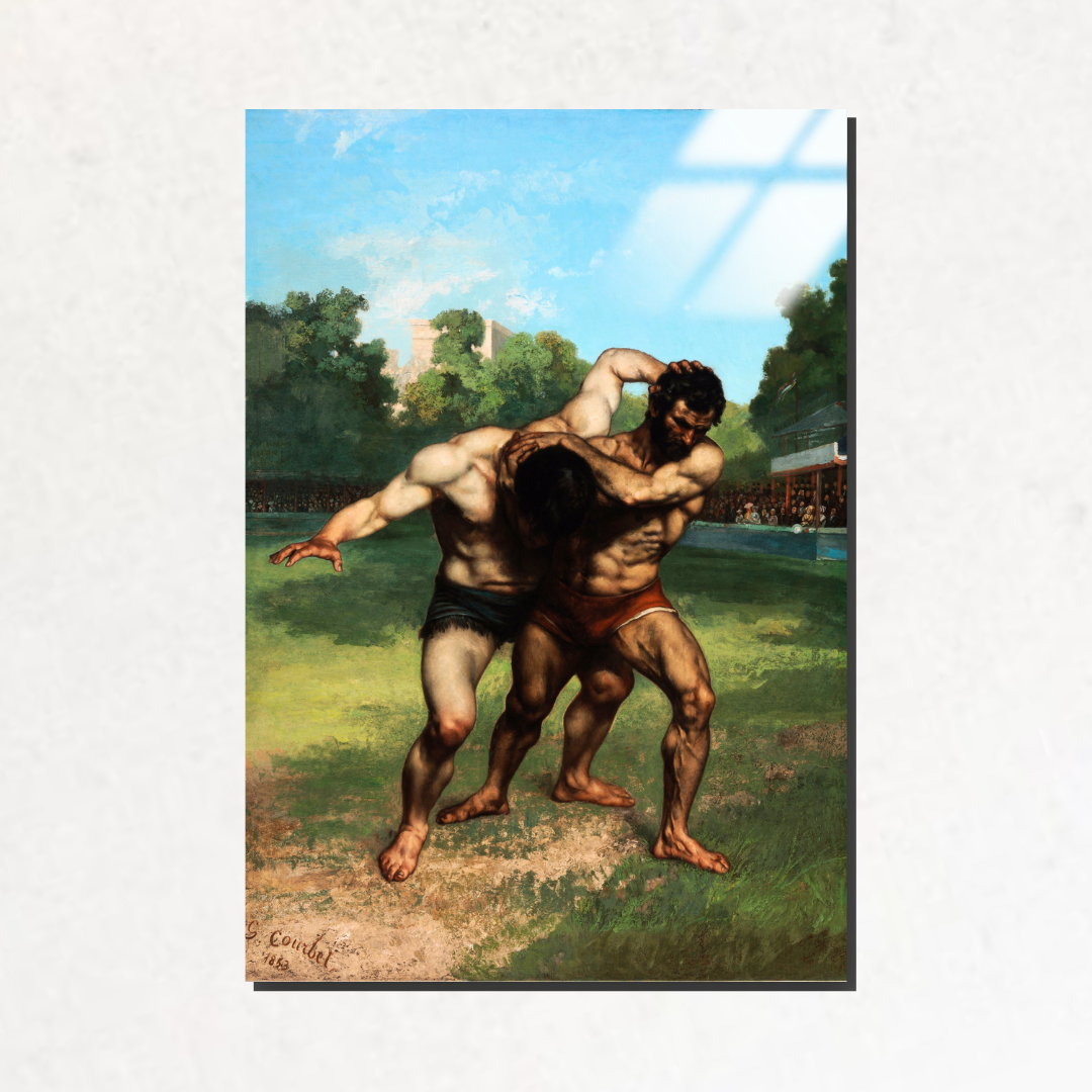 Güreşçiler (The Wrestlers) - Gustave Courbet - Metal Poster & Tablo