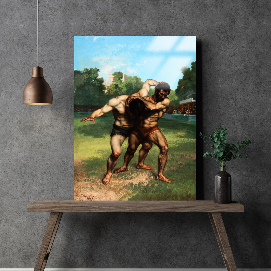 Güreşçiler (The Wrestlers) - Gustave Courbet - Metal Poster & Tablo