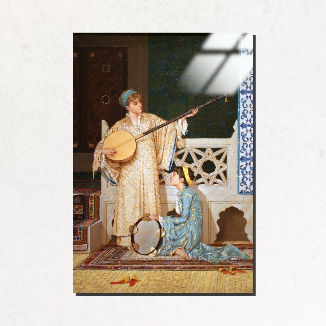 İki Müzisyen Kız (Two Musician Girls) - Osman Hamdi Bey - Metal Poster & Tablo